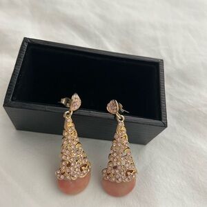 Vintage  Gold and Pink Drop Earrings
